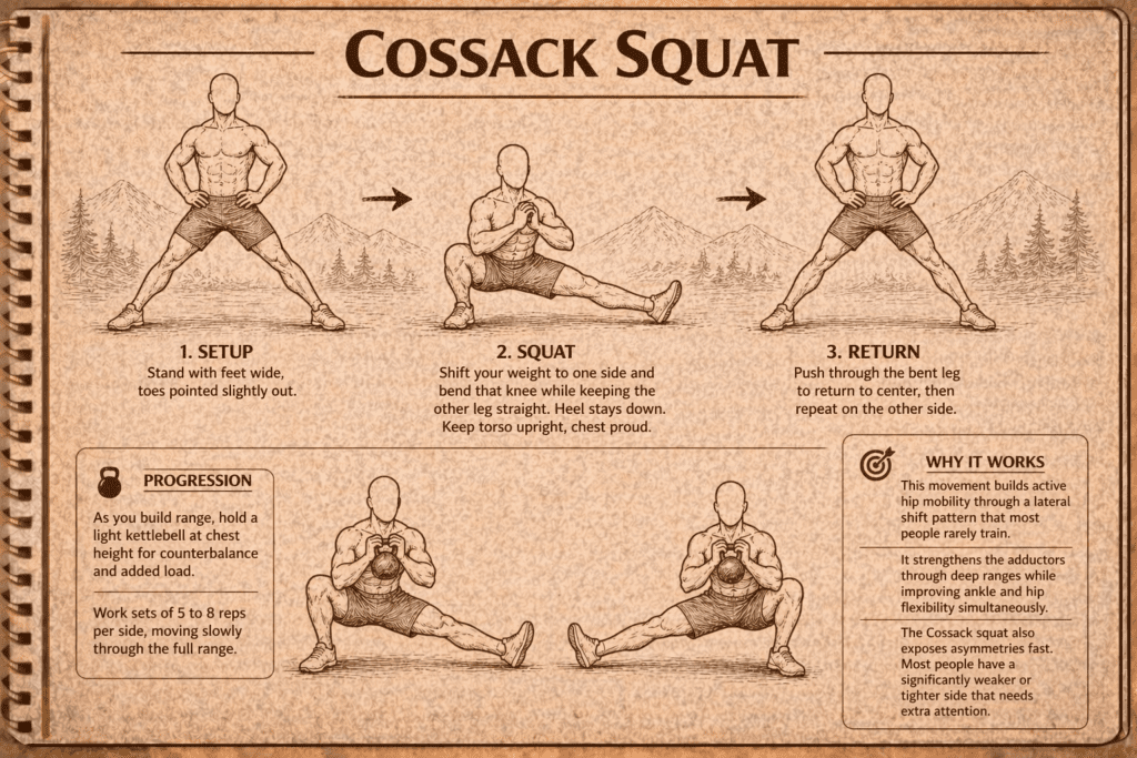 Cossack Squat hip mobility exercise