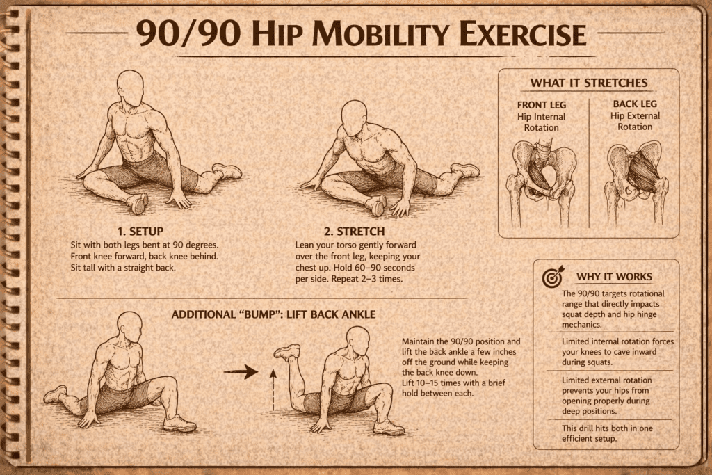 90/90 hip mobility exercise
